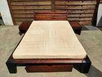 Drewniane łóżko 140x200 + szafki + szuflada + materac
