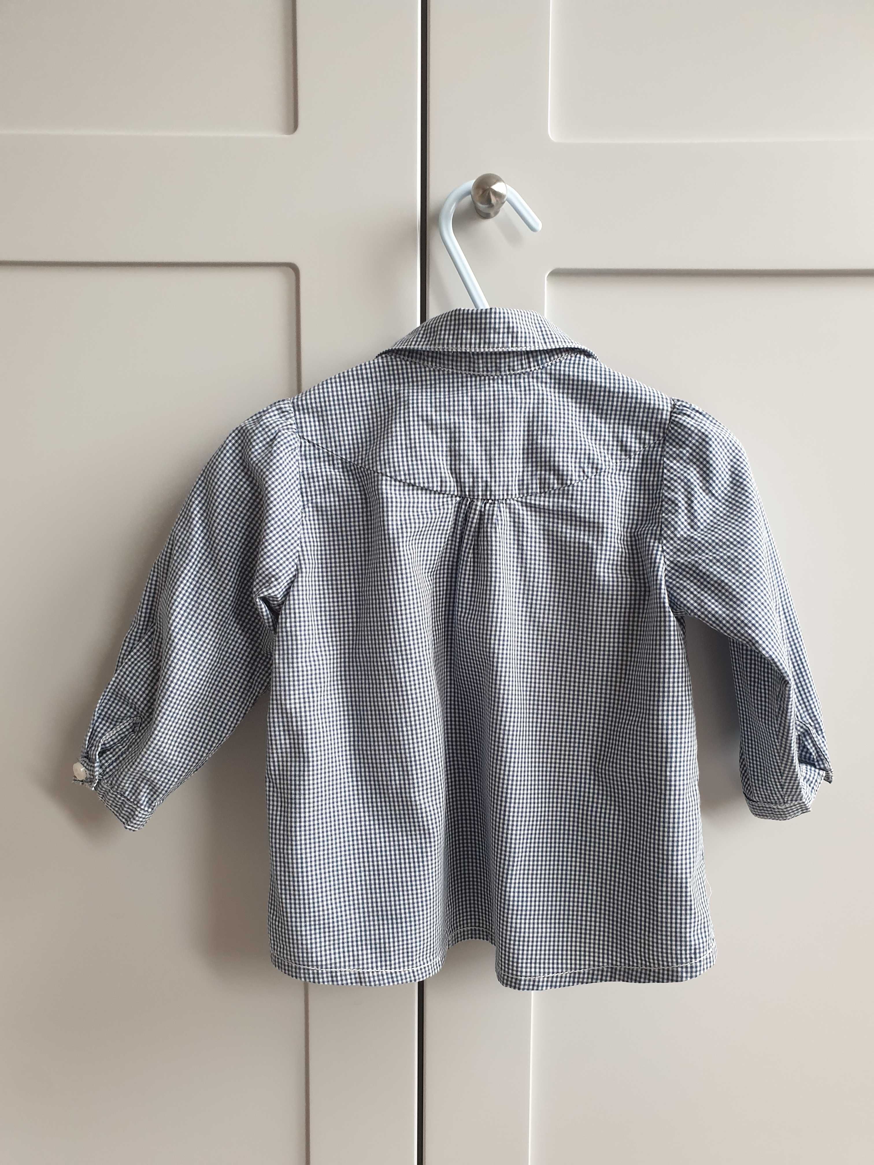 Granatowa koszula bluzka w kratę retro vintage cottagecore H&M 62 68