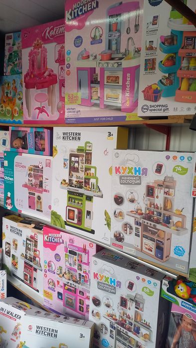 Кухня дитяча 101см ,69 аксессуара, нові,пар,світ,звук, Кухня детская