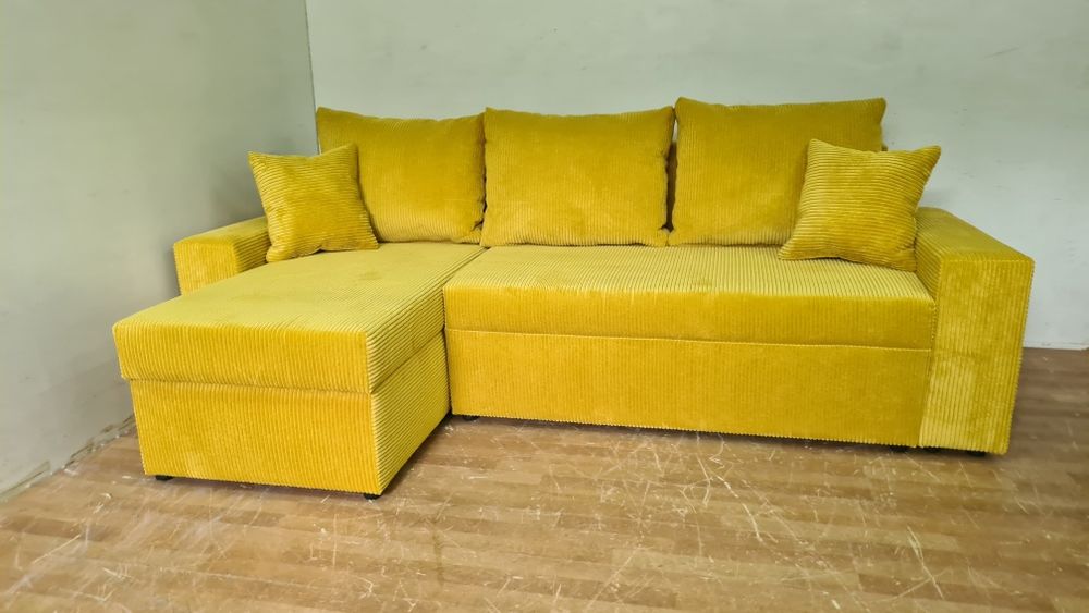 Nowy Narożnik sprężyny automat sztruks welur plusz kanapa sofa rogówka