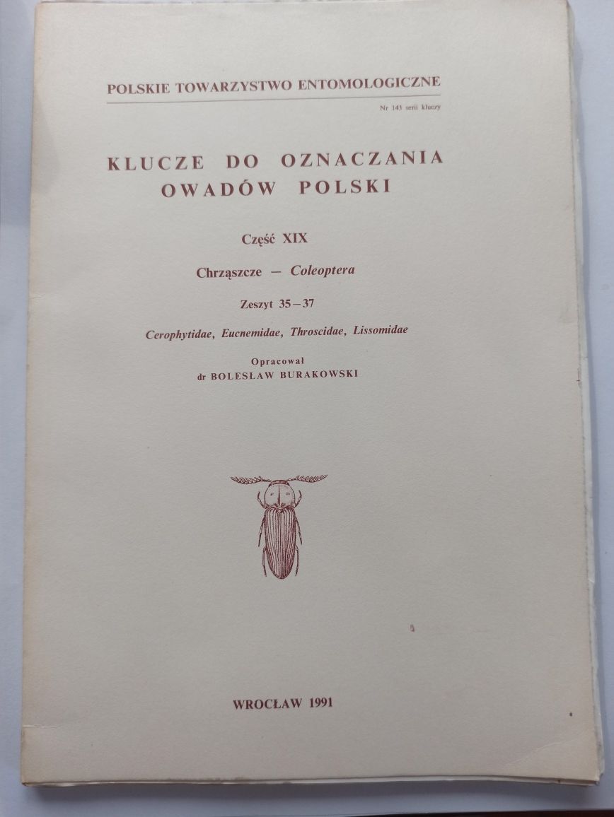 Klucze do oznaczania owadów Polski Część XIX Chrząszcze Zerszyt 35-37