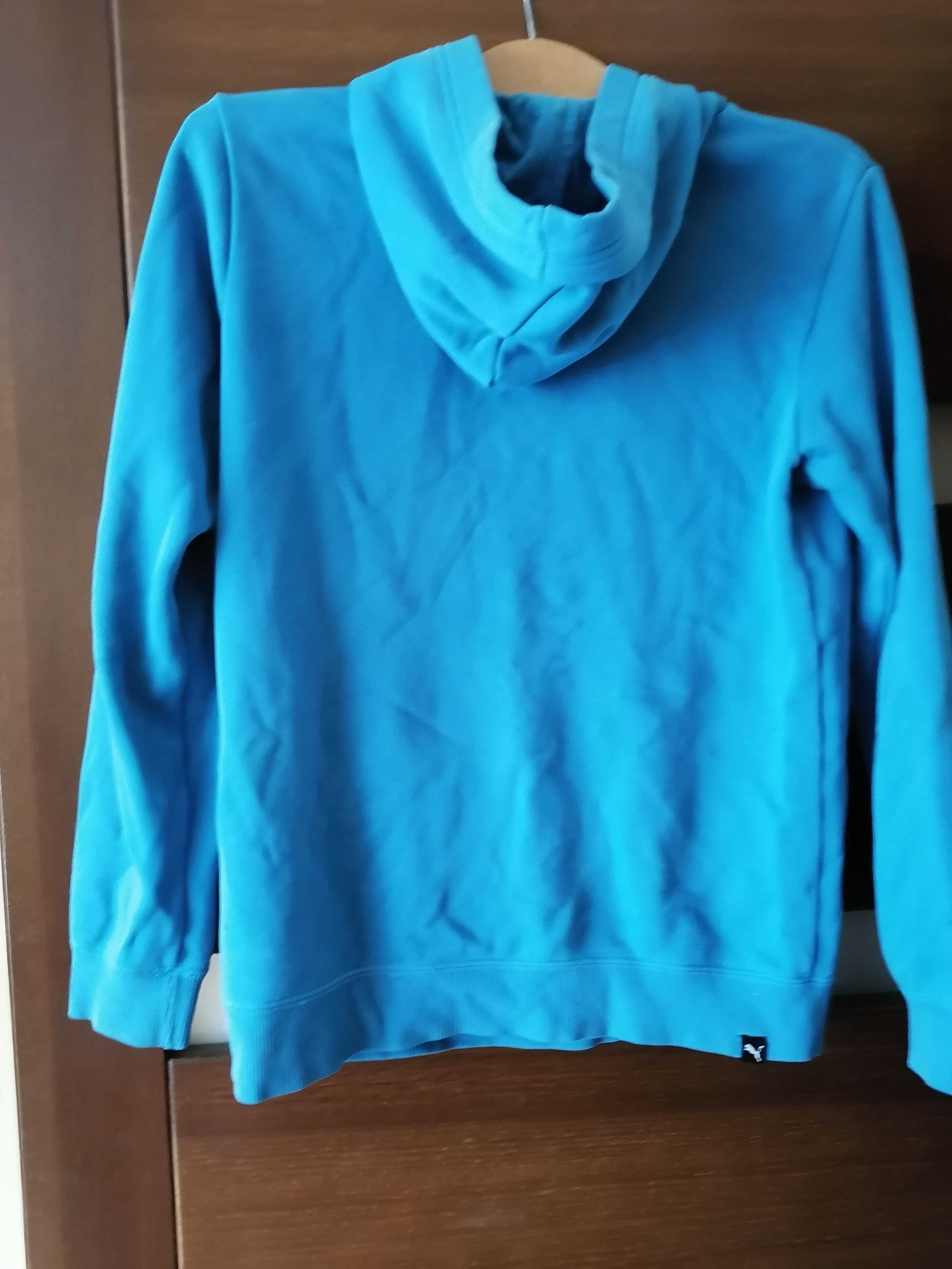 Bluza PUMA 164 niebieska z kapturem duża kieszeń