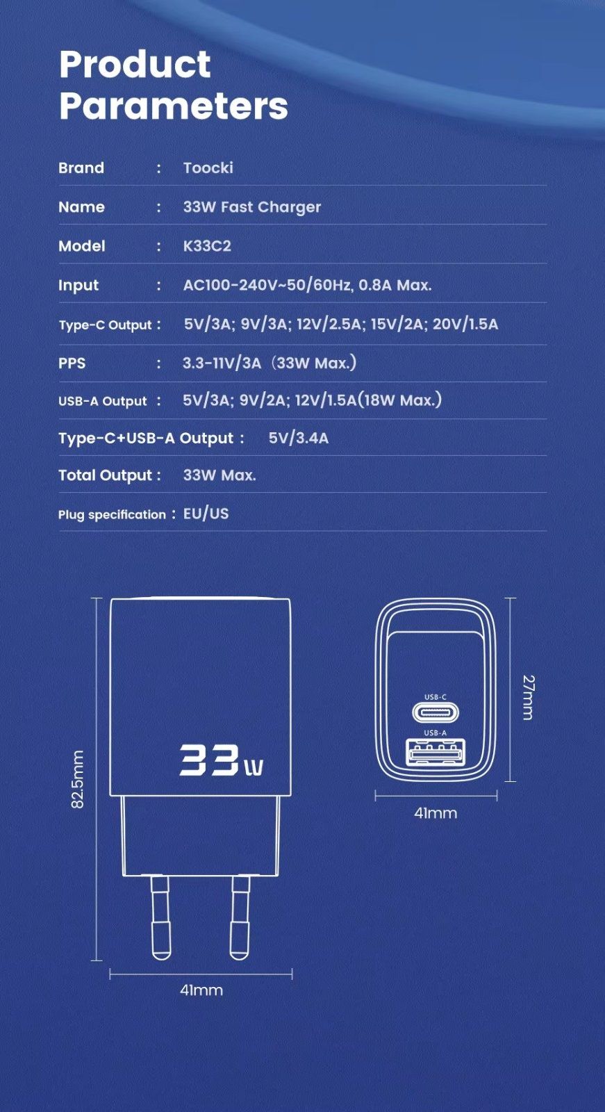 Toocki,Essager 20w,33W GaN USB быстрое зарядное устройство PD QC 3.0