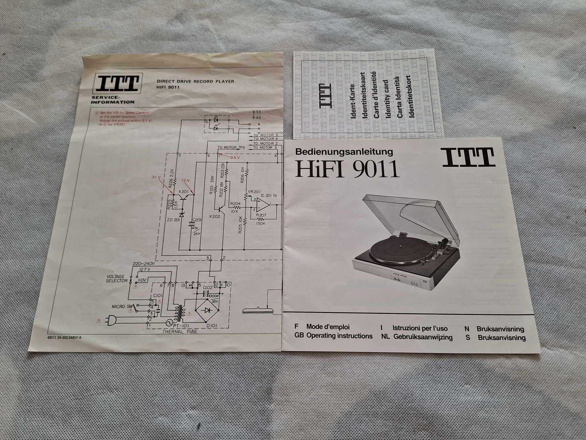 Instrukcja obsługi i schemat Gramofon ITT HIFI 9011 Warszawa