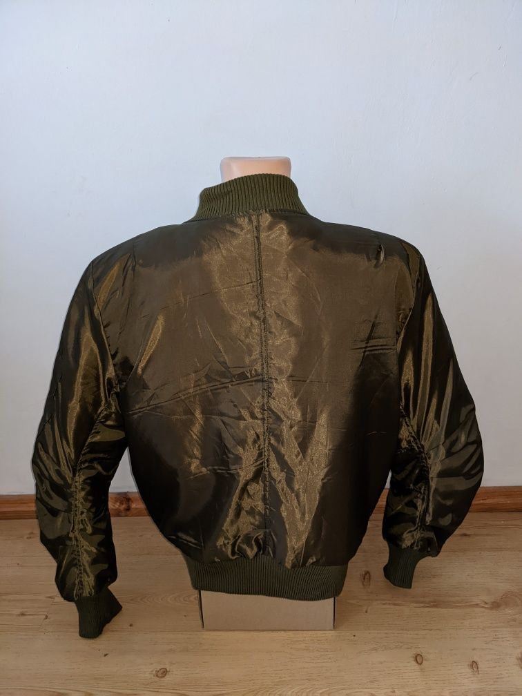 Khaki kurtka bomberka, bomber , pretty little thing, h&m rozmiar L