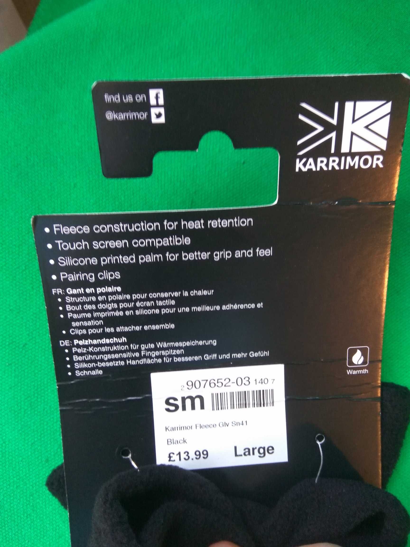 размер Л перчатки Karrimor зимние мужские флисовые