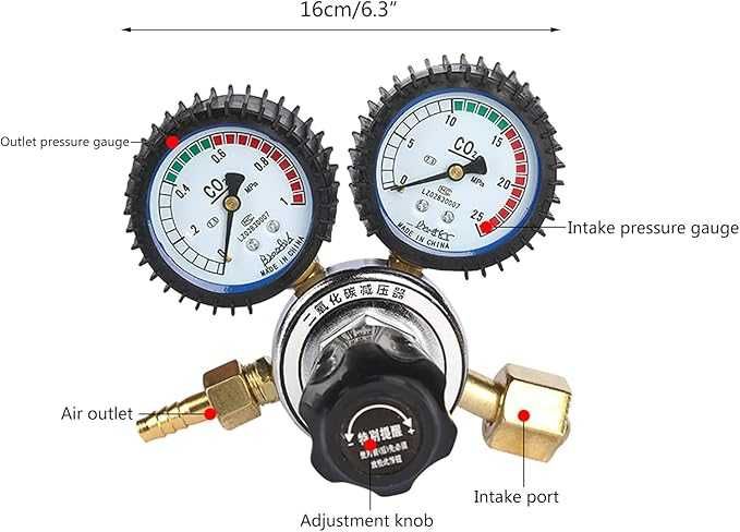 Reduktor argonu CO2 Mig Tig, Regulator gazu, Miernik przepływu 0-25Mpa