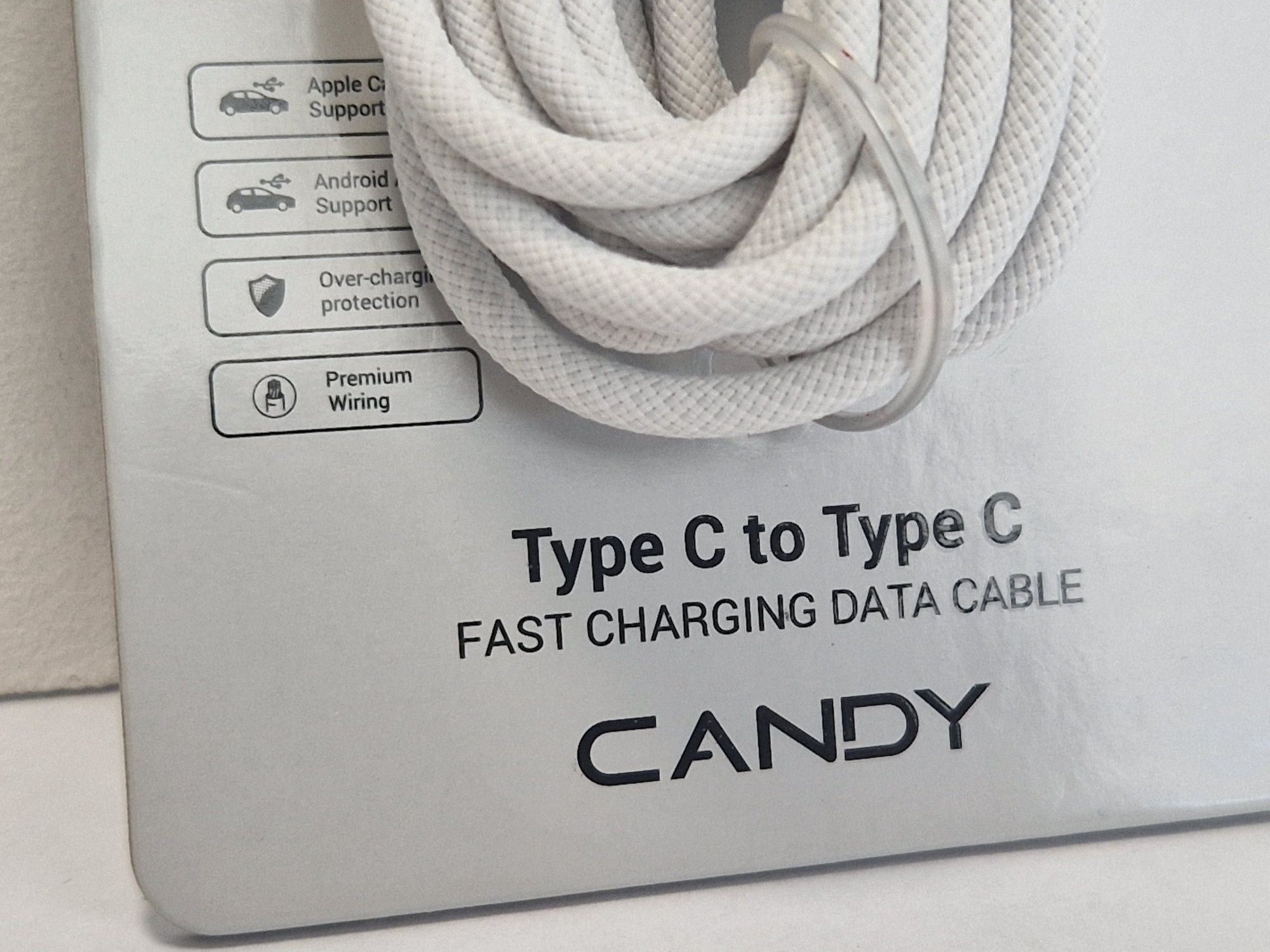 Blavec Kabel Candy oplot - Typ C na Typ C - PD 60W 3A 3 metry Apple