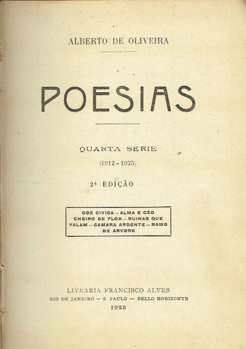 8669 Poesias Quarta série - 1912/1925 de Alberto de Oliveira