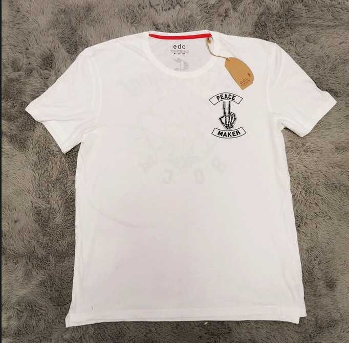 Nowa Edc Męska koszulka z nadrukiem Old School Rock Rozm. M T-shirt