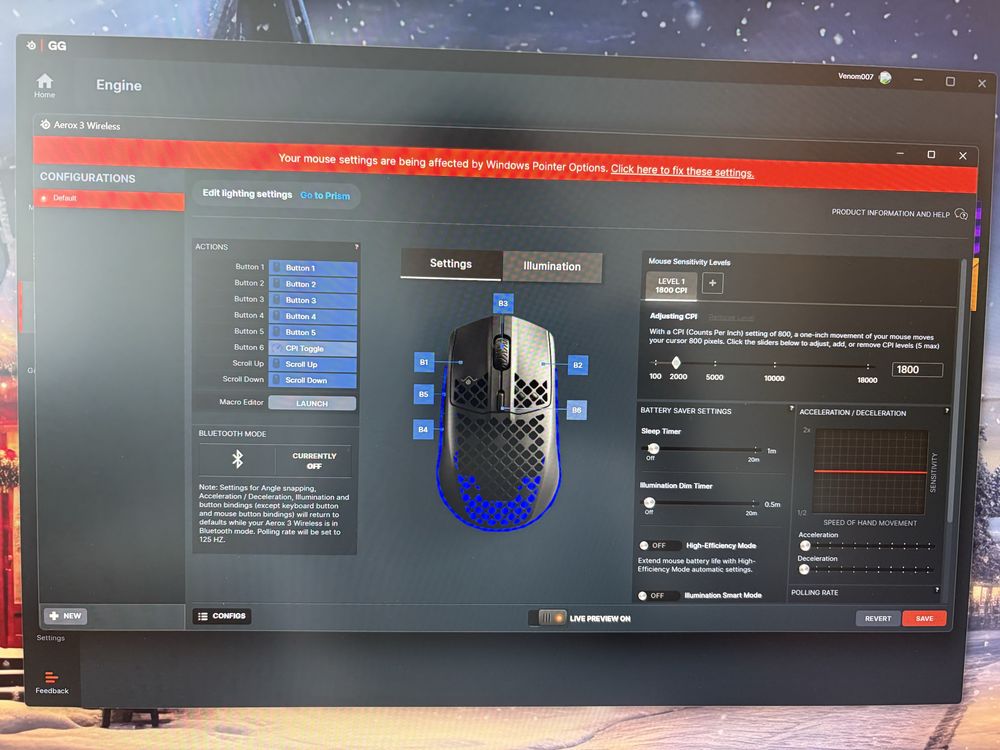 Myszka bezprzewodowa biała Steelseries Aerox 3 Wireless Ghost RGB