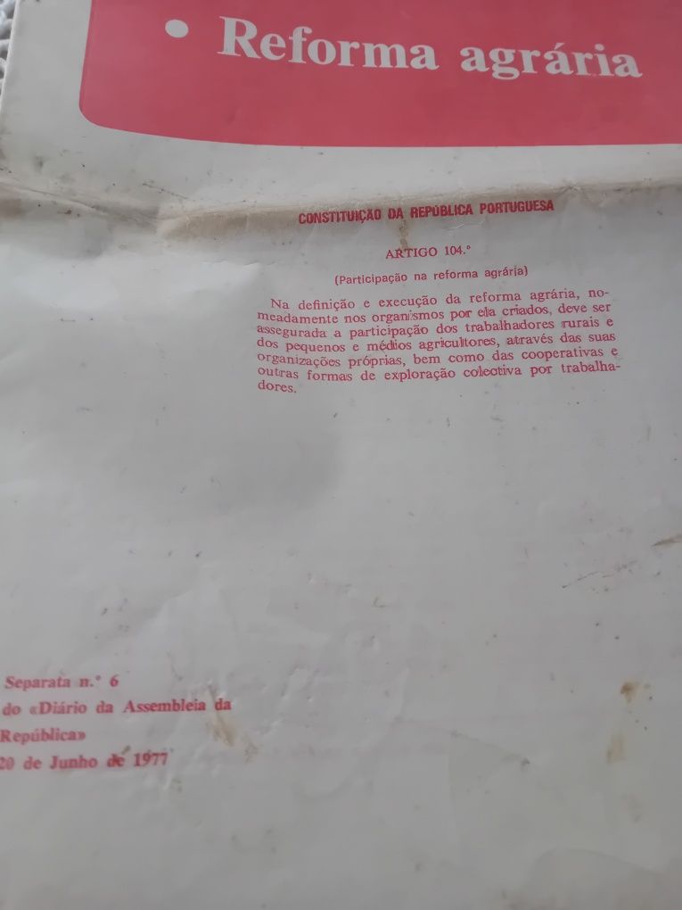 Diarios da República de Junho de 1977 sobre Reforma Agrária .