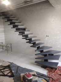 Сходи лофт металевий каркас сходів перила сходинки лестница драбина