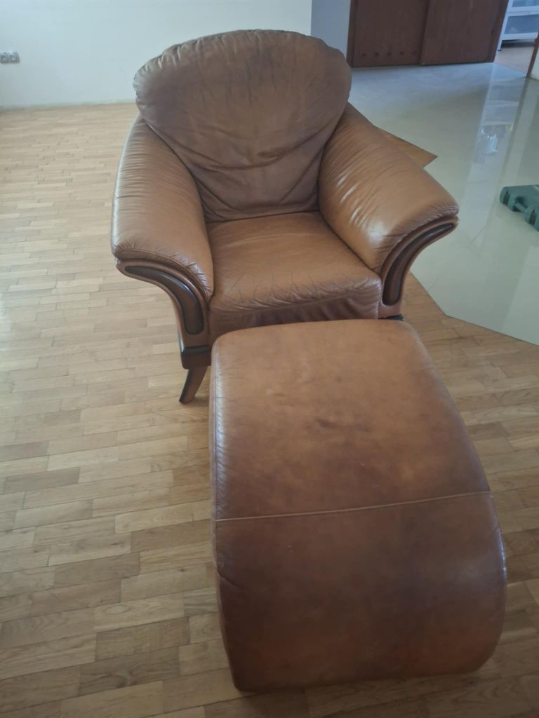 Zestaw kler sofa fotel podnóżek