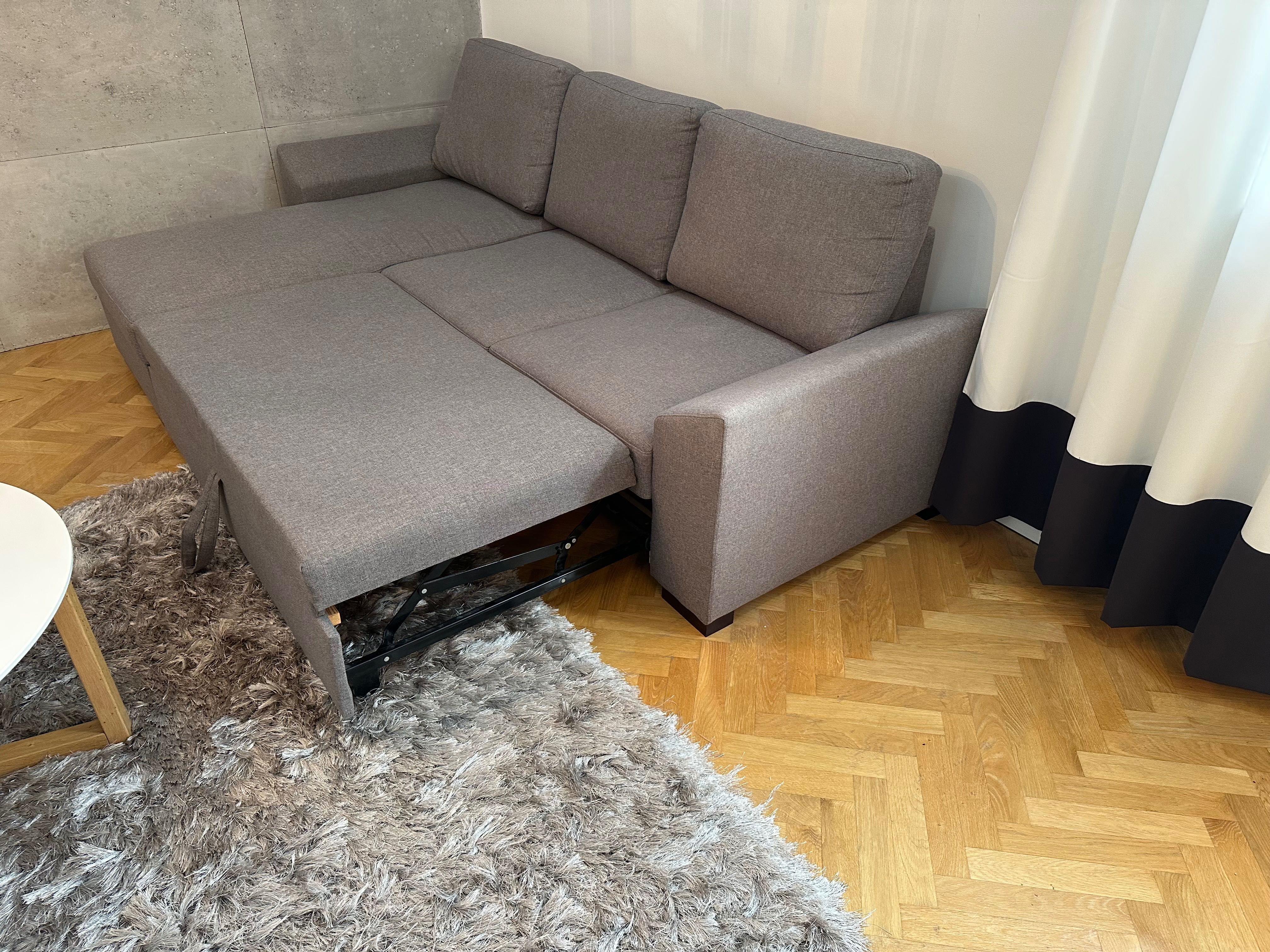 Sprzedam narożnik z funkcją spania - szary, rozkadany