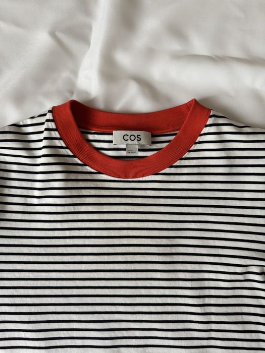 Бавовняний лонгслів COS у смужку - М
