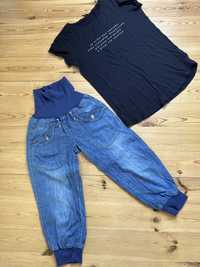 Spodnie jeans i  Tshirt XS czarny