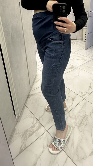 Джинсы для беременных синие М-L