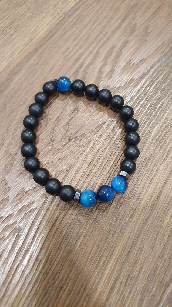 Pulseira com olho de tigre azul