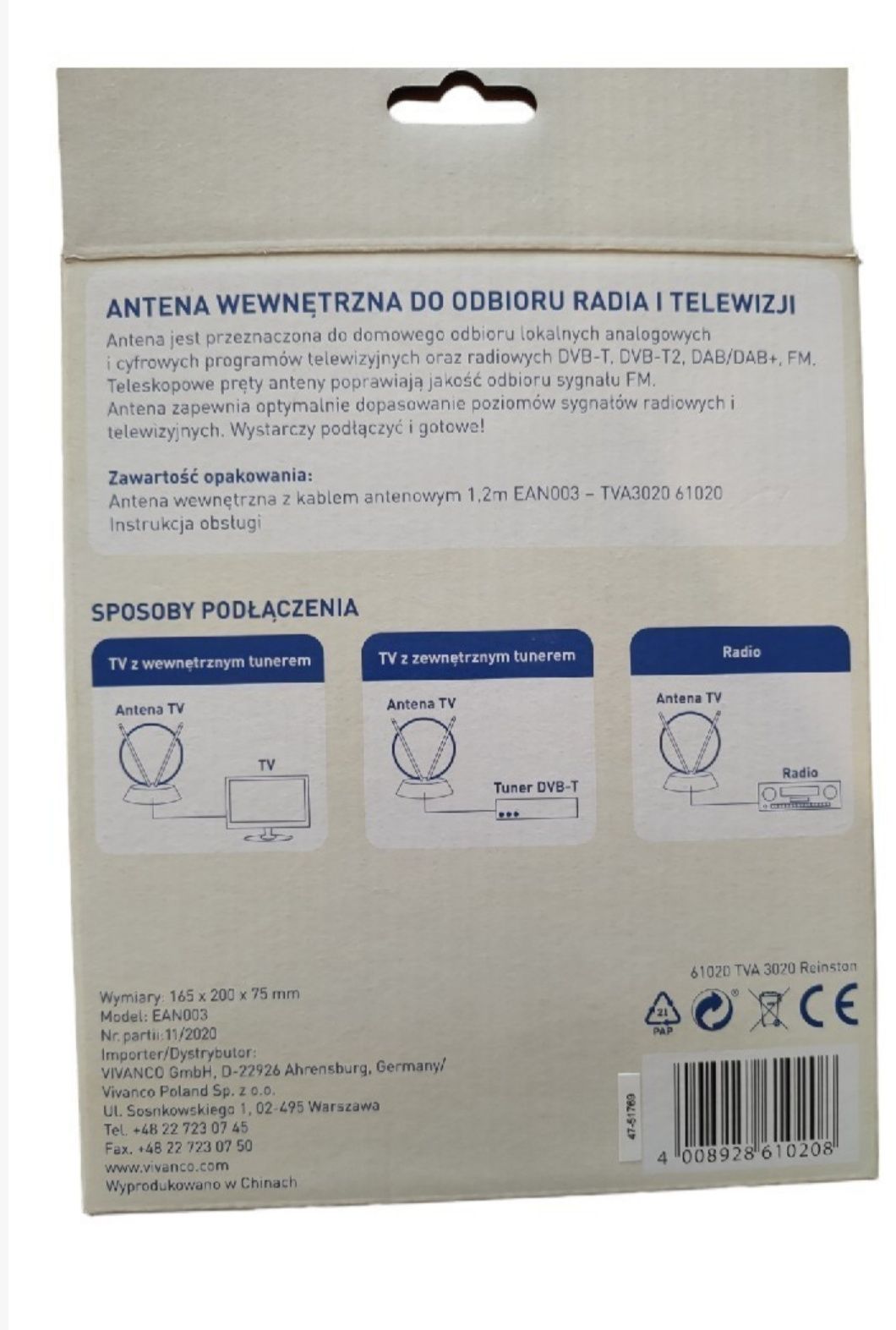 Antena wewnętrzna Reinston. 1.2m