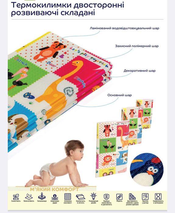 Термокилимок дитячий розвиваючий термоковрик детский