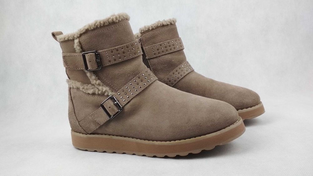 SKECHERS Keepsakes Ocieplane Botki Śniegowce Skórzane Roz. 37