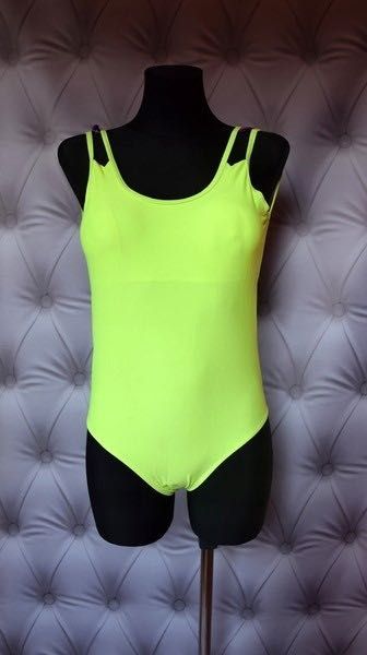 Strój kąpielowy body żółty neon piękne plecy S