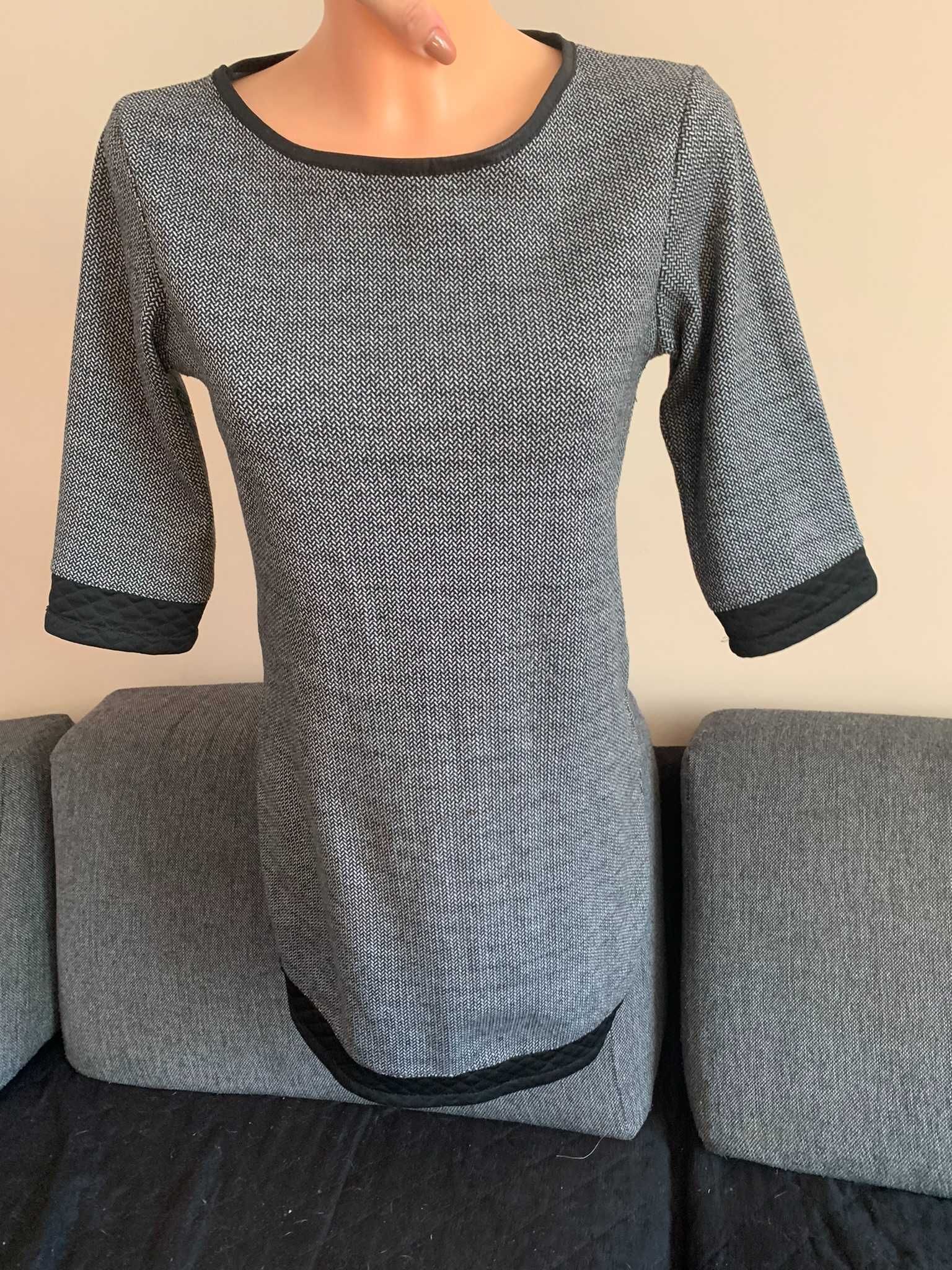 Włoska sukienka elegancka M szara do biura i nie tylko