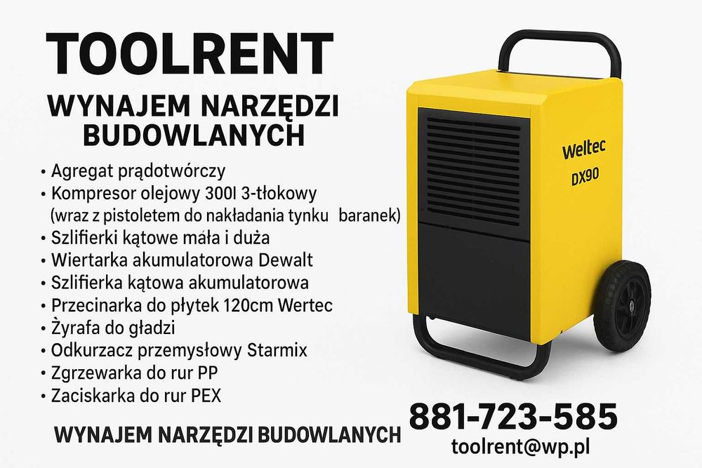 Wynajem - Profesjonalny osuszacz budowlany Welltec DX90 - 180m2