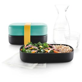 Zestaw dwóch pojemników na lunch, lunchbox 2x500ml turkus, czarny