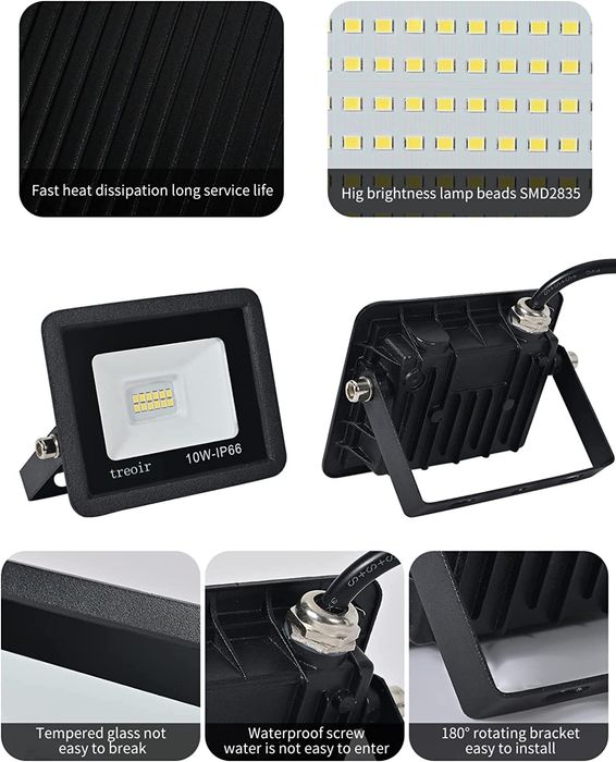 Projetor foco led exterior interior ip66
