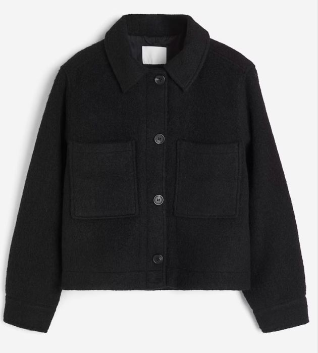 Весна осінь Куртка-рубашка из смесовой шерсти hm черная сумоча в подар