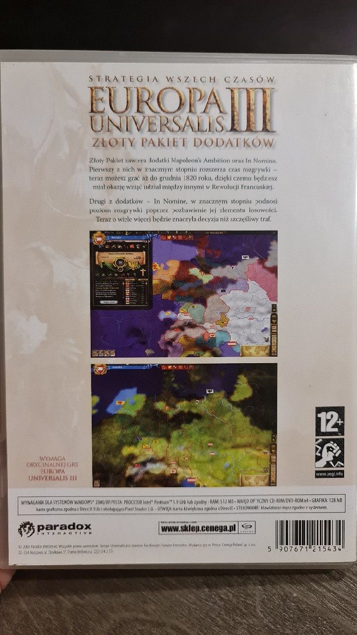 Europa universalis III złoty pakiet dodatków PC CD-ROM gra retro