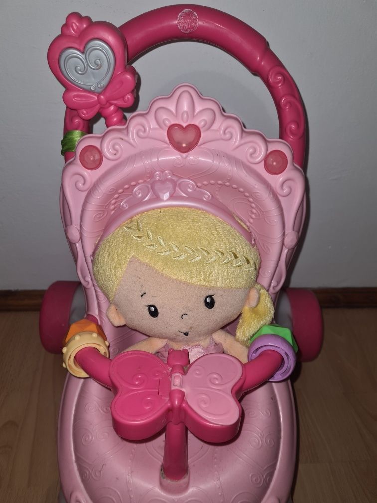 Wózek pchacz z lalką grąjacy fisher price