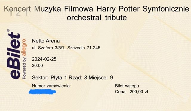 Dwa bilety Muzyka Filmowa Harry Potter Szczecin