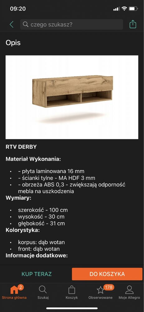 Szafka RTV 100 DERBY