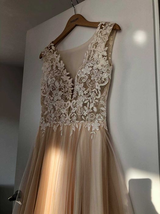 Kraków Madonna suknia ślubna S M bajkowa romantyczna boho koronka tiul