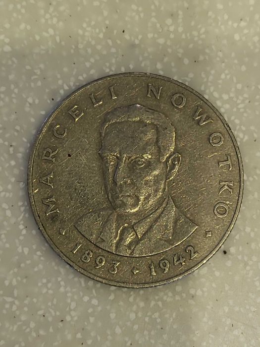Moneta 20 zł Nowotko 1974 r znak menniczy