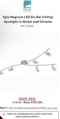 Wickes LED 6 spider Bar Nickel And Chrome