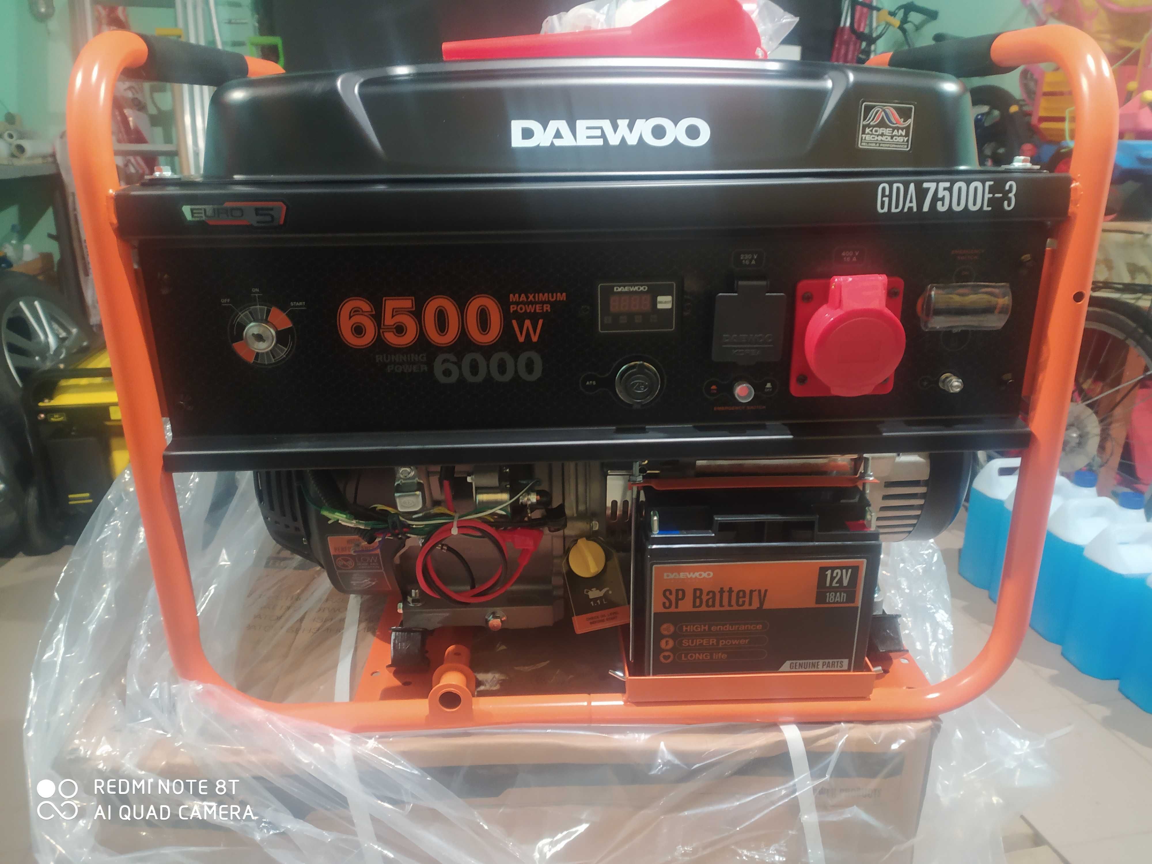 Генератор  DAEWOO GDA 7500E-3 потужність 6.5kW Є в наявності.