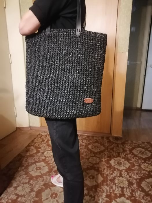 Сумка шопер из натуральной рафии