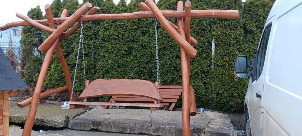 Huśtawka Ogrodowa z Twardego Drewna - Rękodzieło