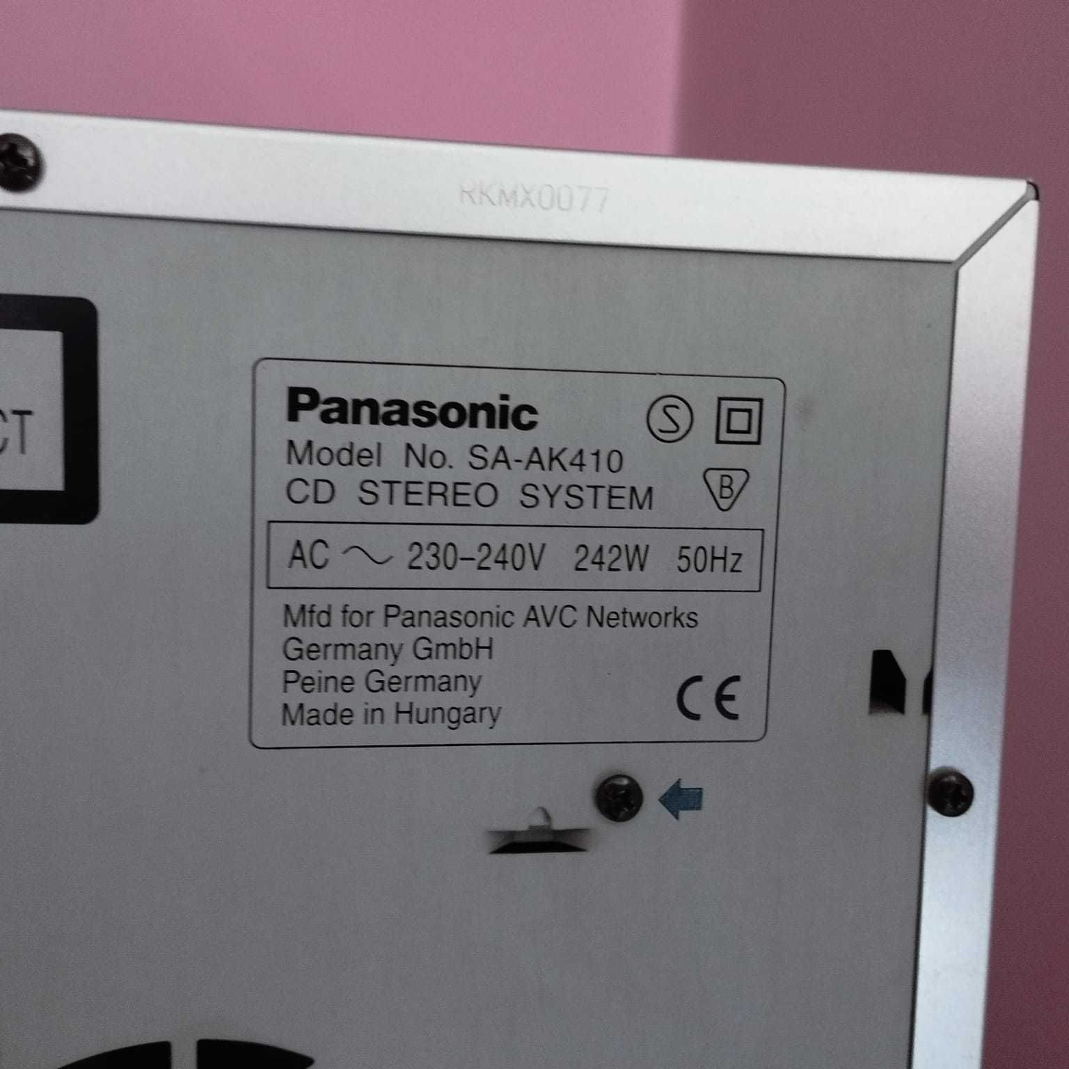 Wieża Panasonic SA-AK410 + 2 kolumny – CD, radio, kasety – ładny stan
