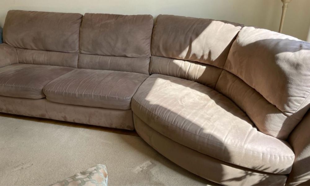 Komplet Natuzzi sofa narożnik i fotel plus podnóżek