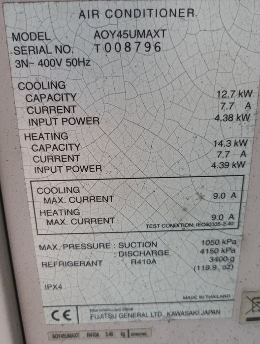 Fujitsu klimatyzator klimatyzacja pompa ciepła okazja 12,7 14,3 kW
