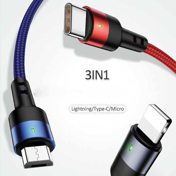 Kabel Usams U26 3w1 0.35m 2A Fast Charge - Lightning/Microusb/Usb-C