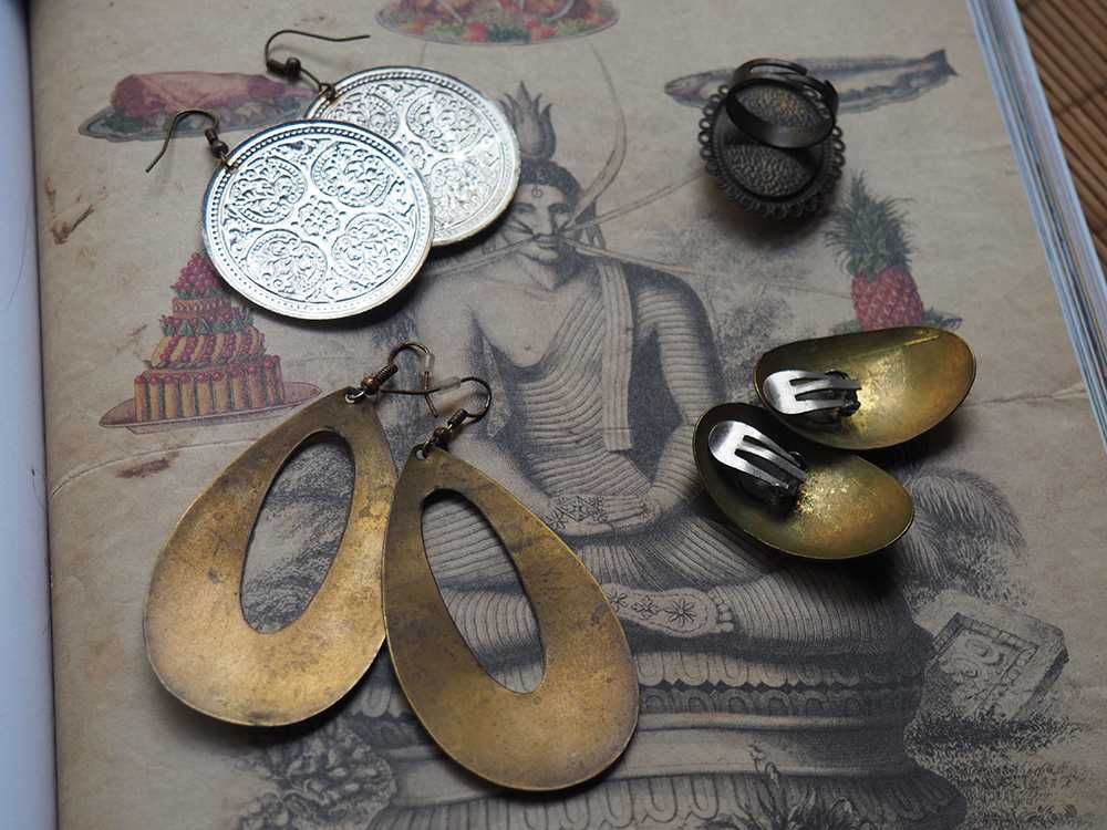 Zestaw biżuterii "Klimt oriental", kolczyki, klipsy i pierścionek