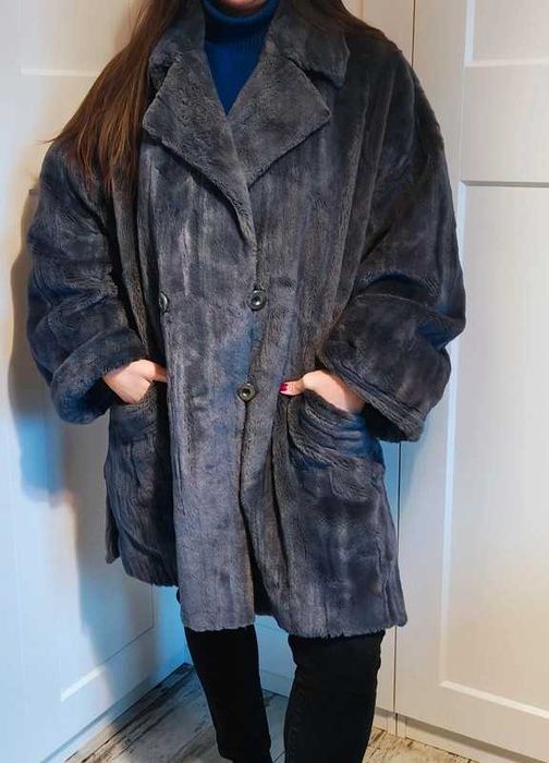 Oversize płaszcz futerko, futro 100% kaszmirowy, kaszmir