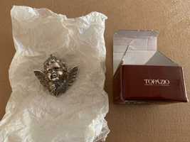 Berloque cabeça de anjo grande, em prata 0,925, da Topázio.