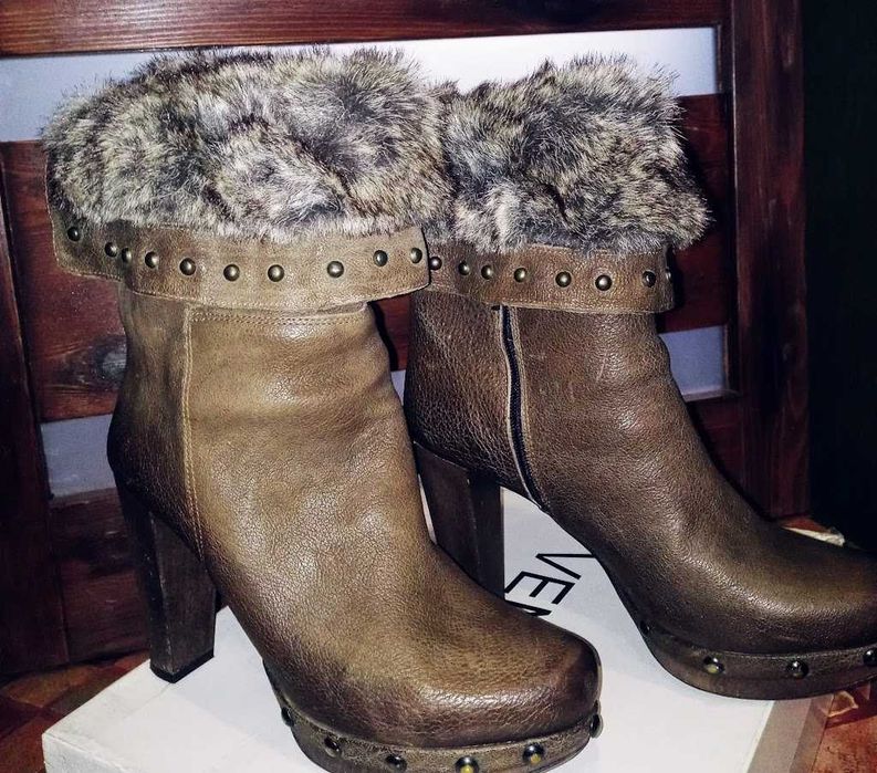 Venezia - botki, buty, kozaki damskie, skórzane, włoskie (rozm. 40)